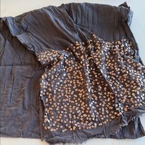 Anthropologie Gray & Gold Sequin Scarf